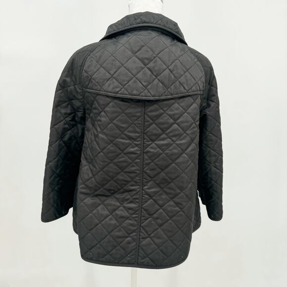 Burberry Coat Black Sz M Quilted Puffer Winter Plaid Jacket Check Brit Light - Picture 3 of 16